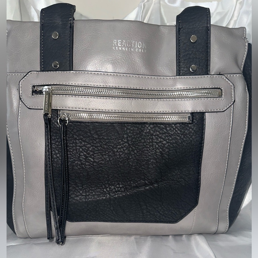 Kenneth Cole Reaction Two-Tone Black and Gray Tote